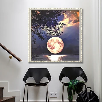 

5D DIY Round Drill Diamond Painting Moon Scenery Diamond Embroidery Cross Stitch Full Diamond Painting Home Decor Gift