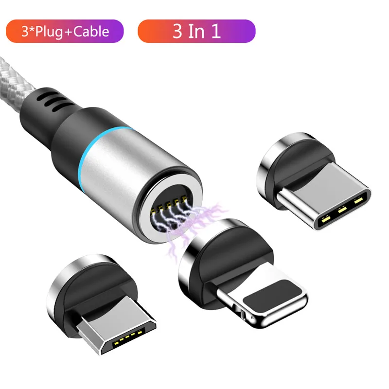 Магнитное зарядное устройство Micro usb type C кабель для iphone X 7 samsung S9 huawei P20 происхождения Быстрая зарядка магнит Android телефон шнур данных - Цвет: Silver