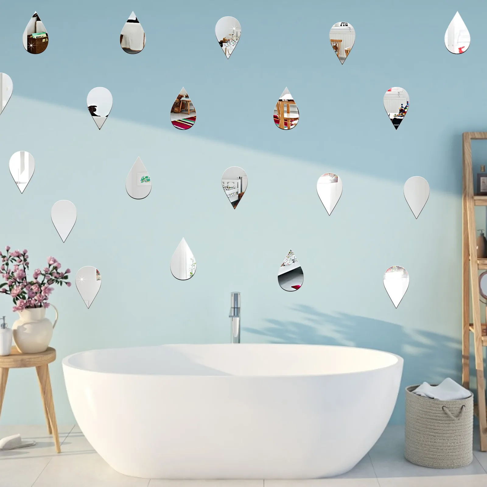 3D Water Droplets Shape Mirror Wall Sticker Decal Living Room Home Decor Art DIY Raindrope 22pcs Vinyl Wallpaper Removable
