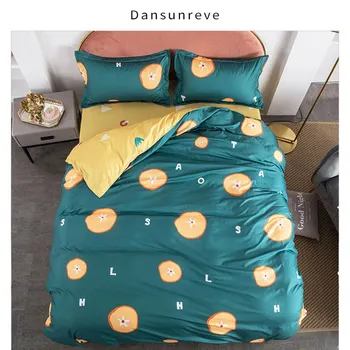 

Dansunreve New Product cartoon floral 4pcs Bedding Set Microfiber Bedclothes Blue cotton blend Duvet Cover Sets flat Sheet 2020