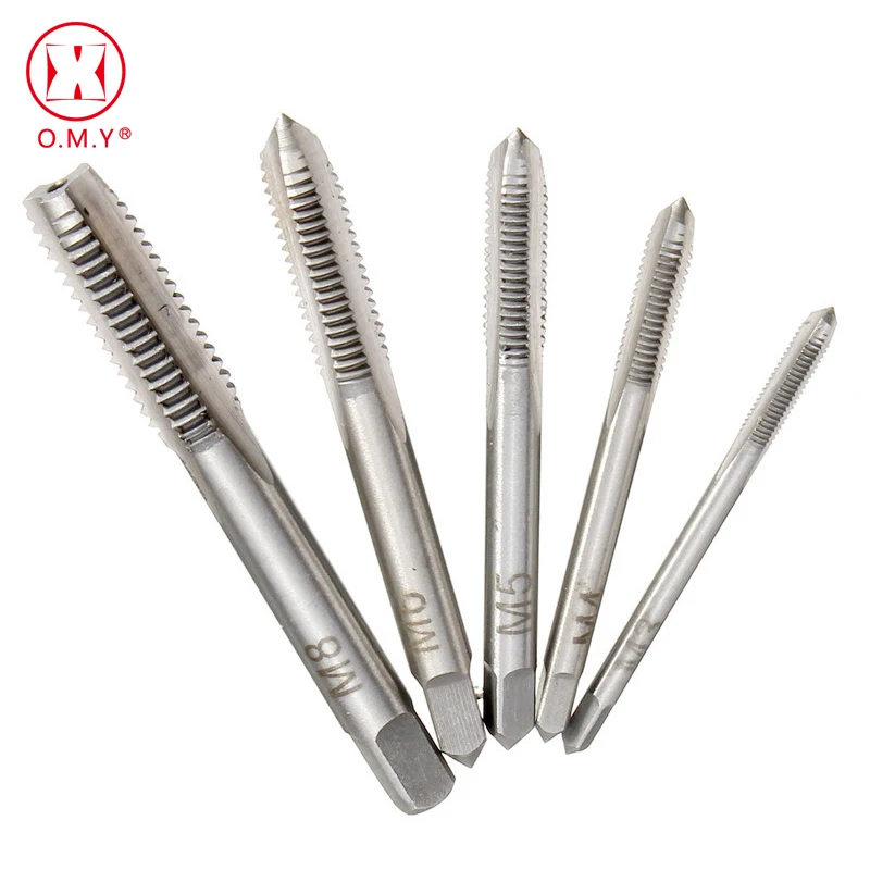 

OMY 5pcs Hand Tap Tapping Screw Thread Metric Plugs Taps Set M3 M4 M5 M6 M8 Straight Flute 3mm-8mm Hand Screw Thread Metric Plug