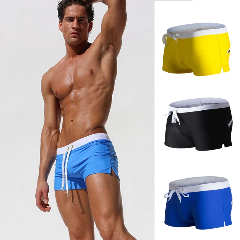 

Men's Swimming Shorts 2020 With Pouch Swim Trunks Quick Dry Swimwear Men Solid Beach Board Short Sport Homme Breathable Sea Surf