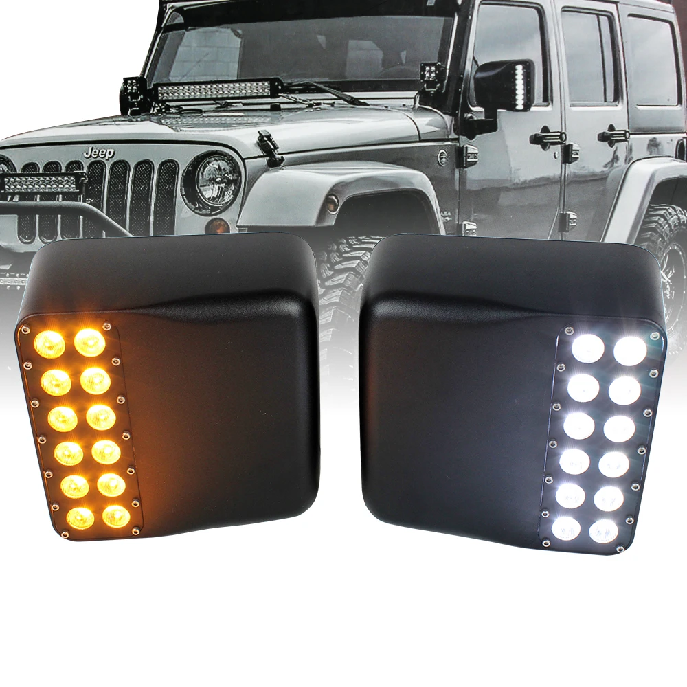 2x Rearview Mirror Cover Trim Frame with Turn Lights for 2018 Jeep Wrangler JL 2x Rearview Mirror Cover Trim Frame with Turn Lights for 2018 Jeep Wrangler JL