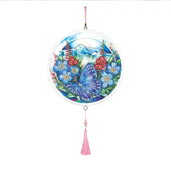 

Special Shape DIY Diamond Painting Classic Colors and Simple Durable Design Lily Flower Mural Pink Tassel Home Wall Decor