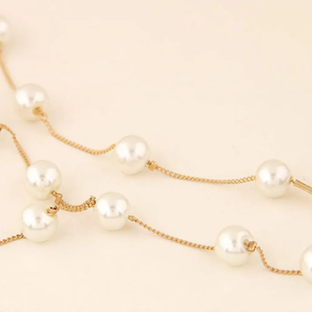 Fashion Women Delicate Classy Jewelry Faux Pearl Necklace Earring Bracelet Jewelry Set