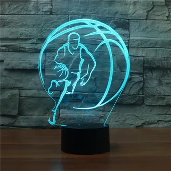 

[Seven Neon]Basketball paying basketball Acrylic 7Colors Desk Lamp 3D Lamp Novelty Led Night Light Millennium Falcon Light