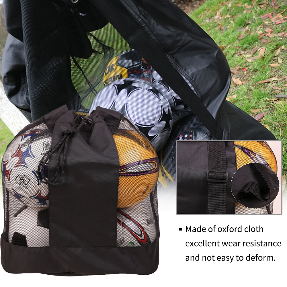 Easy Carry Adjustable Strap Large Capacity Drawstring Soccer Volleyball Basketball Sack Single Shoulder Outdoor Mesh Ball Bag