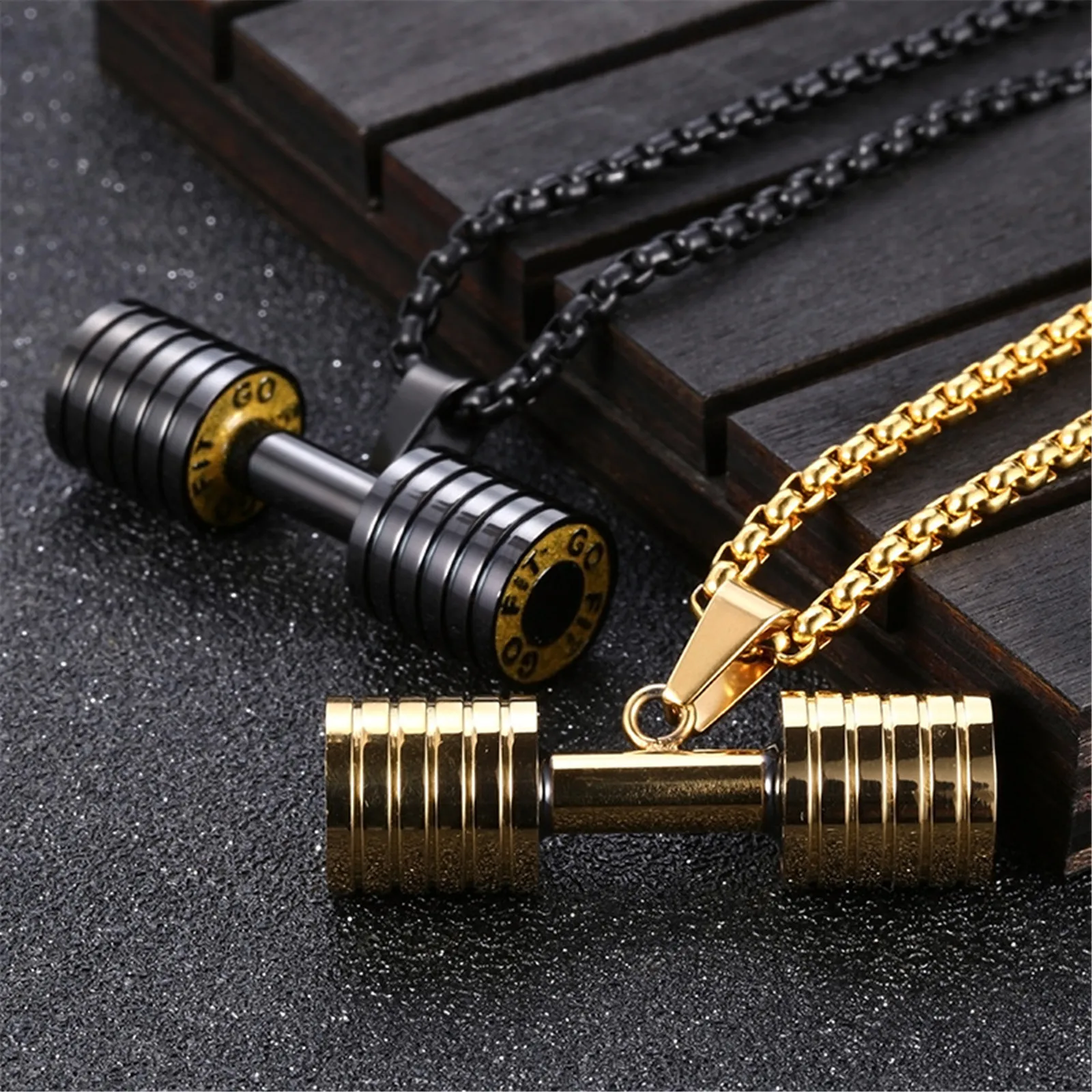

Gym Barbell Necklace Titanium Stainless Steel Fitness Dumbbell Pendant for Men and Women Bodybuilding Sports Jewelry Male Gift