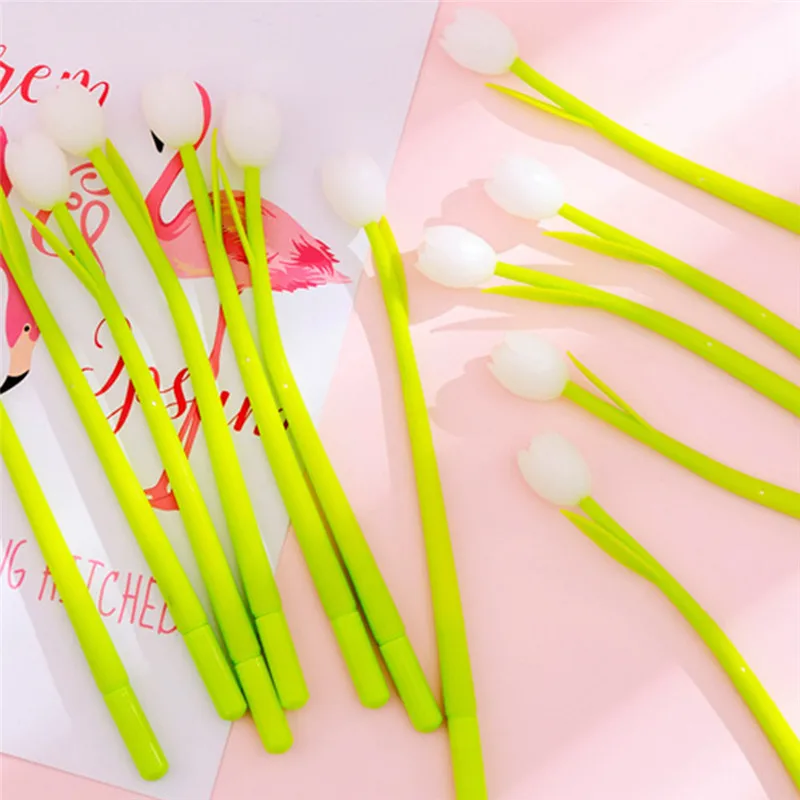 1 шт. креативная силиконовая гелевая ручка тюльпан черная для письма учеников