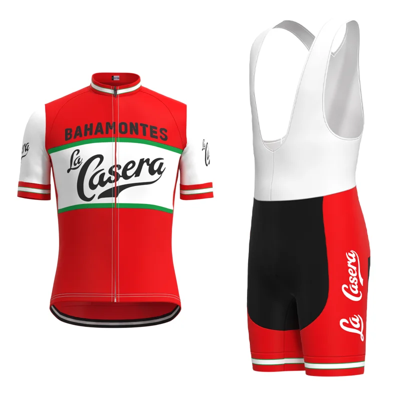 Competition La Casera Team 1973 Retro Man Cycling Jersey Short Sleeve Set Triathlon Biker Jersey Suit maillot ciclismo hombre