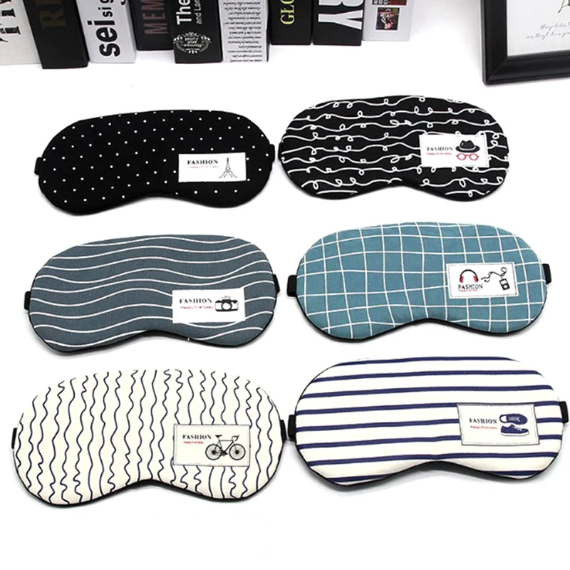 Fashion Striped Cotton Eye Cover Masks Travel Relaxing Sleeping Aid Blindfold Cartoon Sleeping Mask Eyepatch Soft Eye Sleep Mask