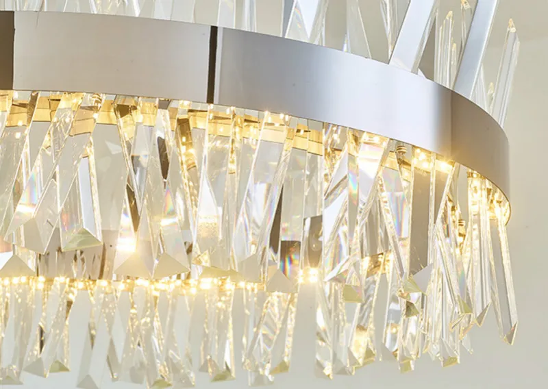 round design crystal chandelier modern lighting luxury dinning room living room lights chrome LED lamp
