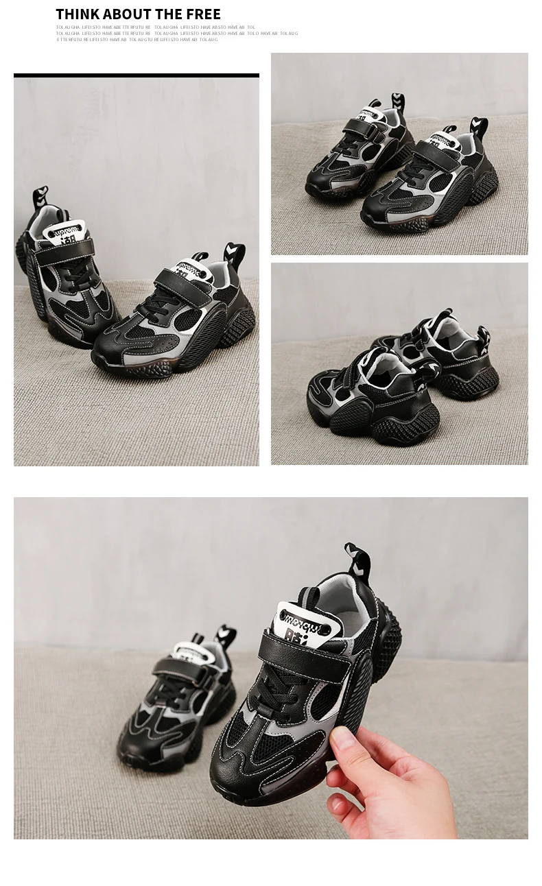 New Autumn Kids Casual Sneakers Baby Girls Running Shoes Children Mesh Sport Sneakers Boys Black Brand Chunky Sneakers Trainers