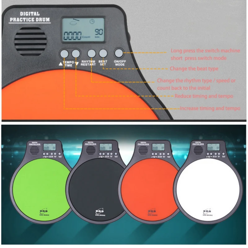 Высокое качество цифровой электрический электронный барабанный коврик для обучения метроном практика счетчик ZL07