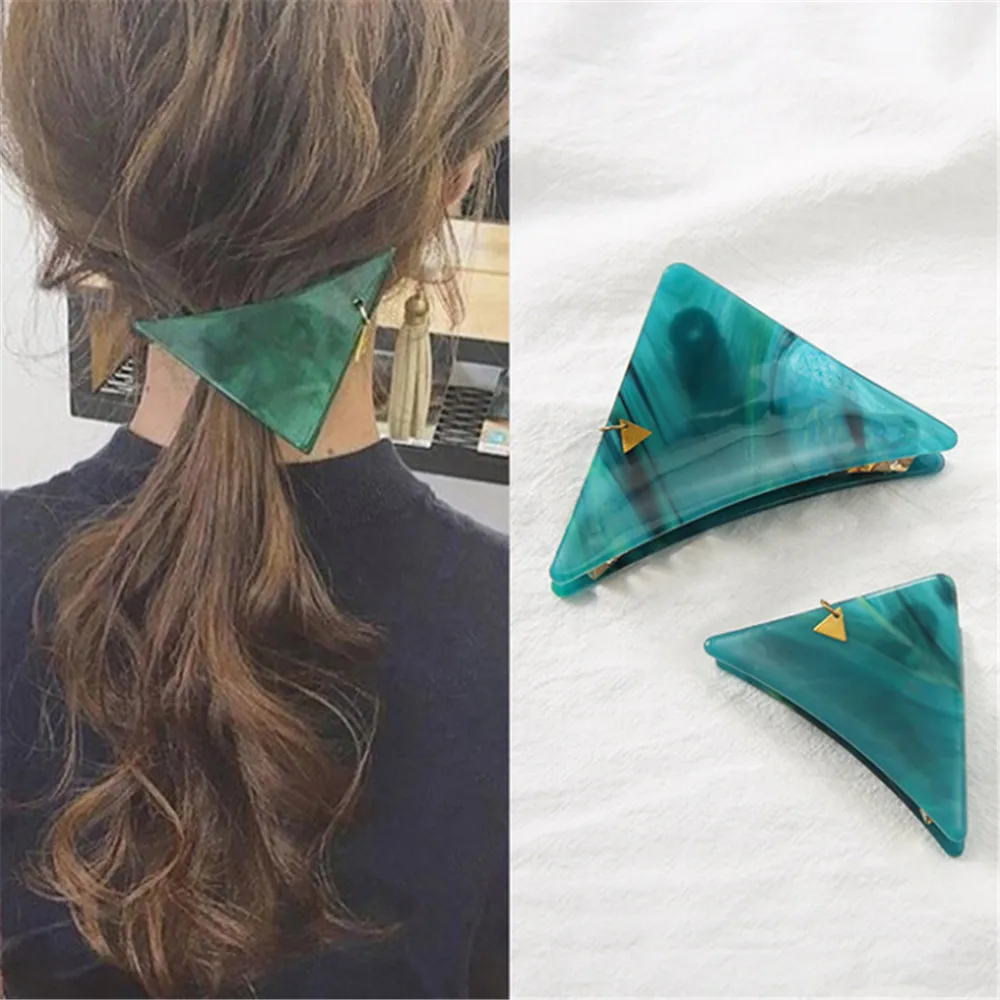 Vintage Emerald Series Geometrical Triangle Hairpins And Grasp Clip Women Personality Temperament Hair Clip Hair Accessories