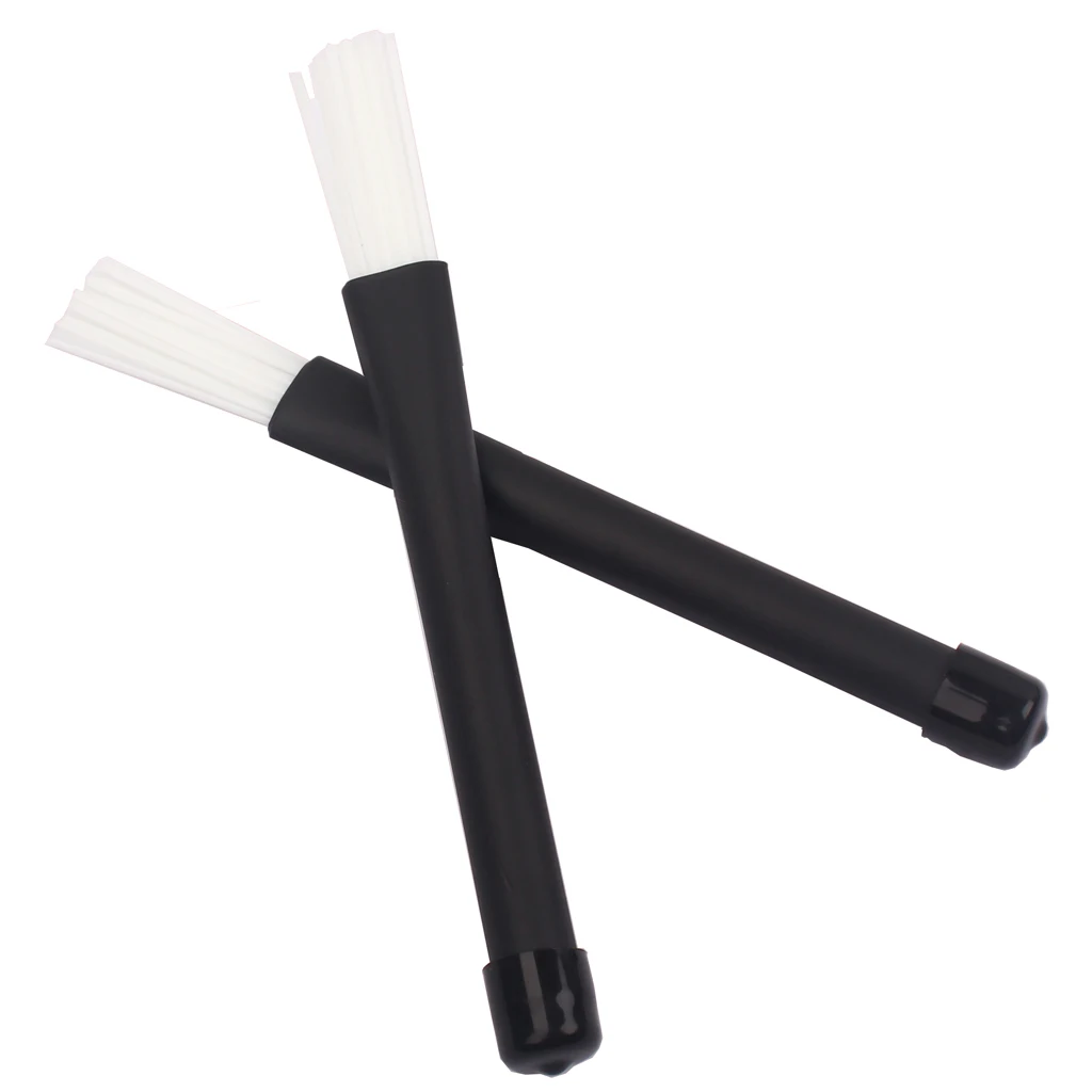 2 Pcs White Nylon Drum Sticks Brushes Drumsticks with Rubber Handles for Rock Jazz Music