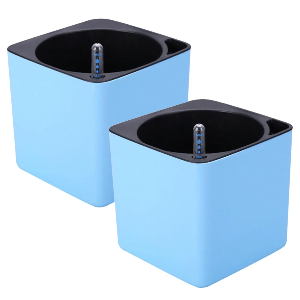 

4 Pcs in 1 Set Plastic Lazy Flower Pot Double Layer Square Tray Box Planter Self Watering Flowerpot Large Capacity Water Plantin