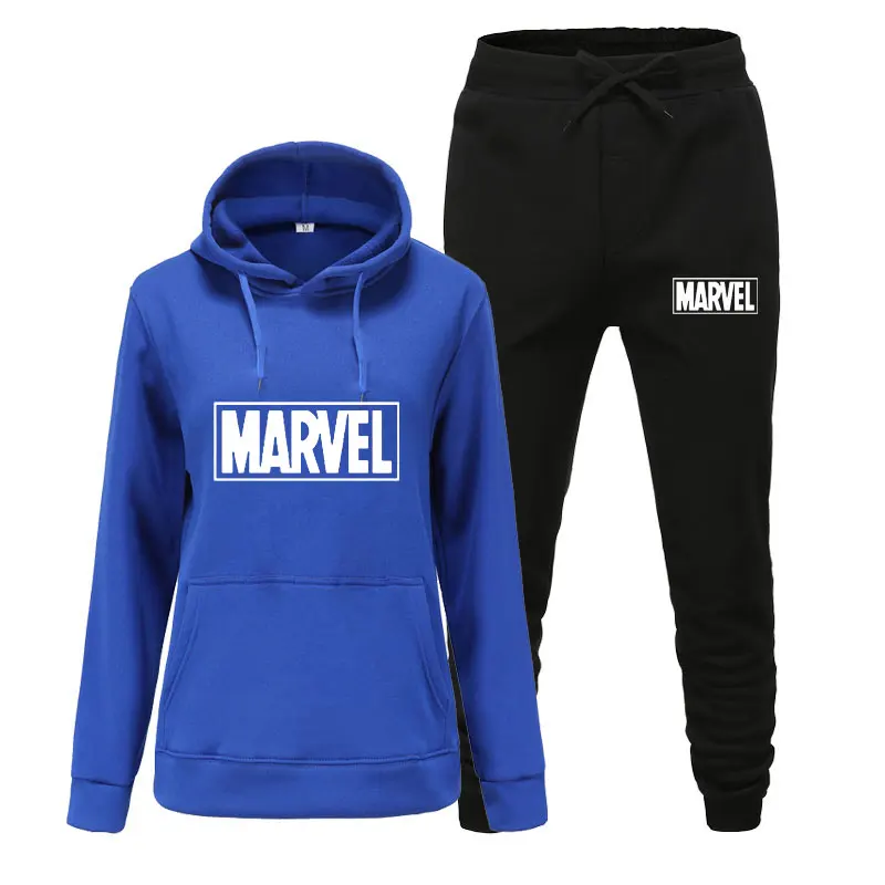 Женский спортивный костюм, зимняя флисовая куртка с капюшоном и принтом Marvel+ штаны, Толстовка для девочек, комплект из 2 предметов, толстовки, спортивный костюм, куртка