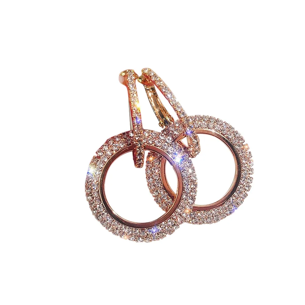 Серьги-кольца, новая мода, роскошные круглые серьги для женщин, серебро, золото, розовое золото, блестящие круглые серьги, Сережки для сережек