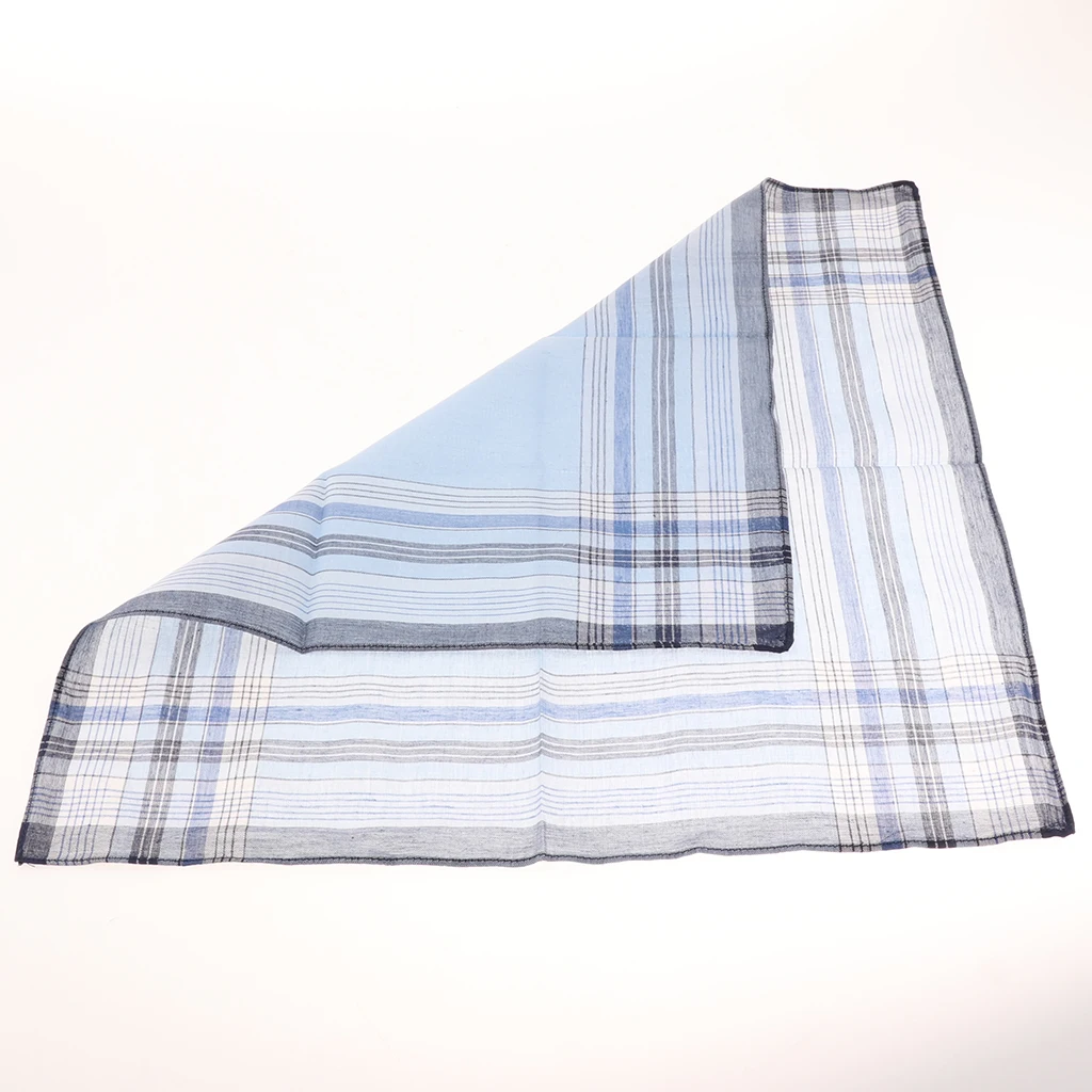 10pcs Men Handkerchiefs 100% Cotton with Stripe Hankies Gift Set