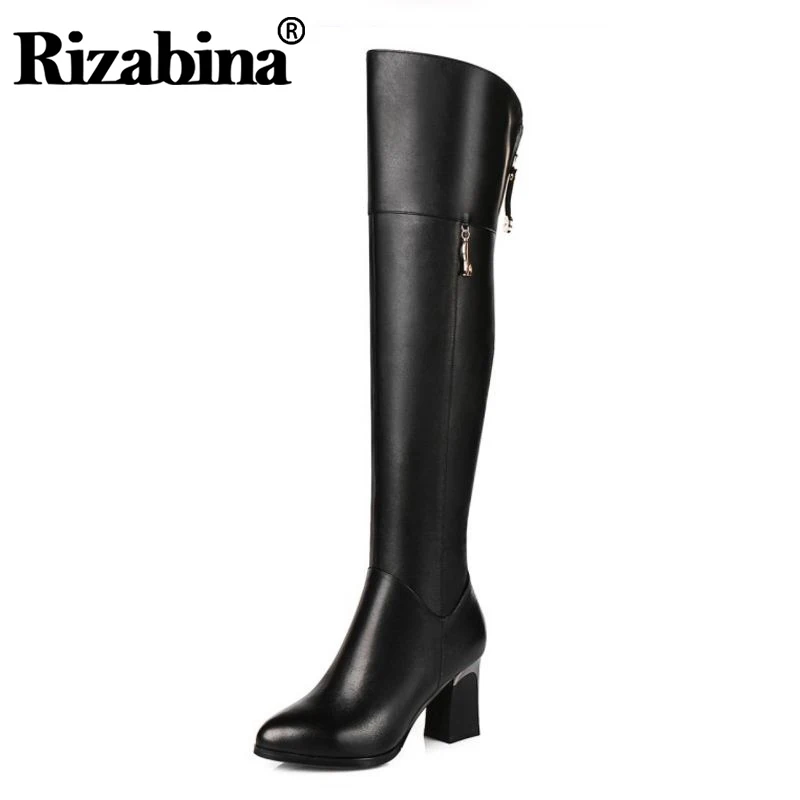 Women Genuine Real Leather Over The Knee Boots Winter Boots Sexy High
Heel Fashion Round Toe Zipper Women Boots Shoes Size 33-42
