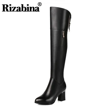 

Women Genuine Real Leather Over The Knee Boots Winter Boots Sexy High Heel Fashion Round Toe Zipper Women Boots Shoes Size 33-42