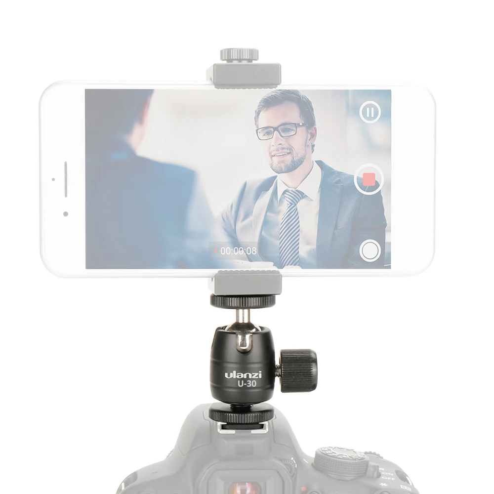 Mini Metal Ball Head 1/4 Screw Mount Rotatable Ballhead Tripod Accessory for Camera with Hot Shoe