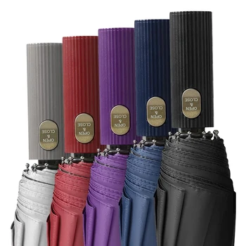 

Automatic Big Umbrella Rain And Sun Potection 3-Stage 10 Ribs Navy Purple Black Men's Umbrella Male For Women Female Parasol UV