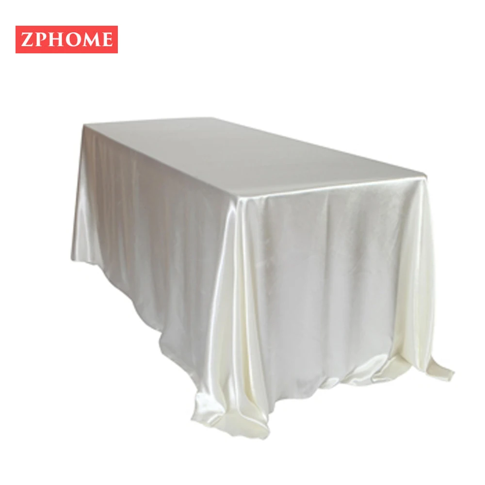 

145x320cm White/Black Tablecloths Table Cover Rectangular Satin Tablecloth for Wedding Birthday Party Hotel Banquet Decoration