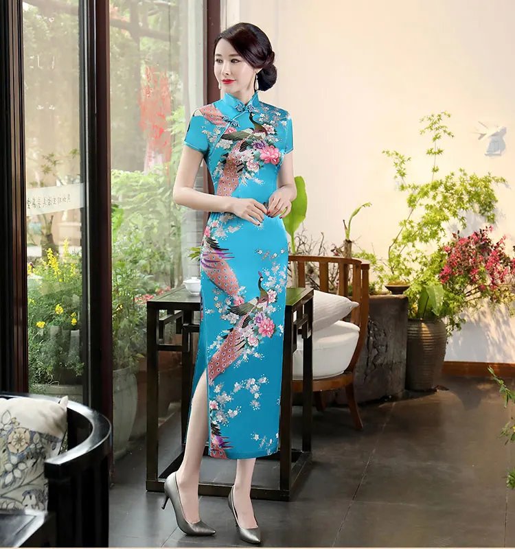 Женское длинное шелковое платье Ципао в китайском стиле элегантные вечерние