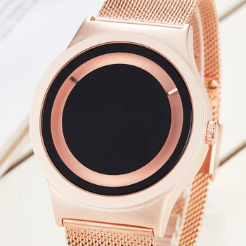 

Creative Couple Watch Rose Gold Black Watches Men Women Unique Turntable Dial Wristwatch Casual Sport Steel Male Quartz Clock