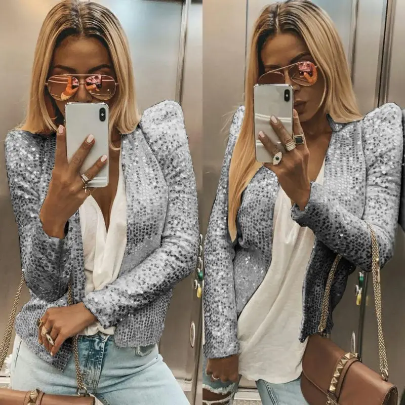 Женский блейзер, модный, OL, тонкий, на каждый день, с длинным рукавом, Feminino, тонкий, пиджаки, куртки, топы, костюм, кардиган, открытая стежка, верхняя одежда, клубная одежда