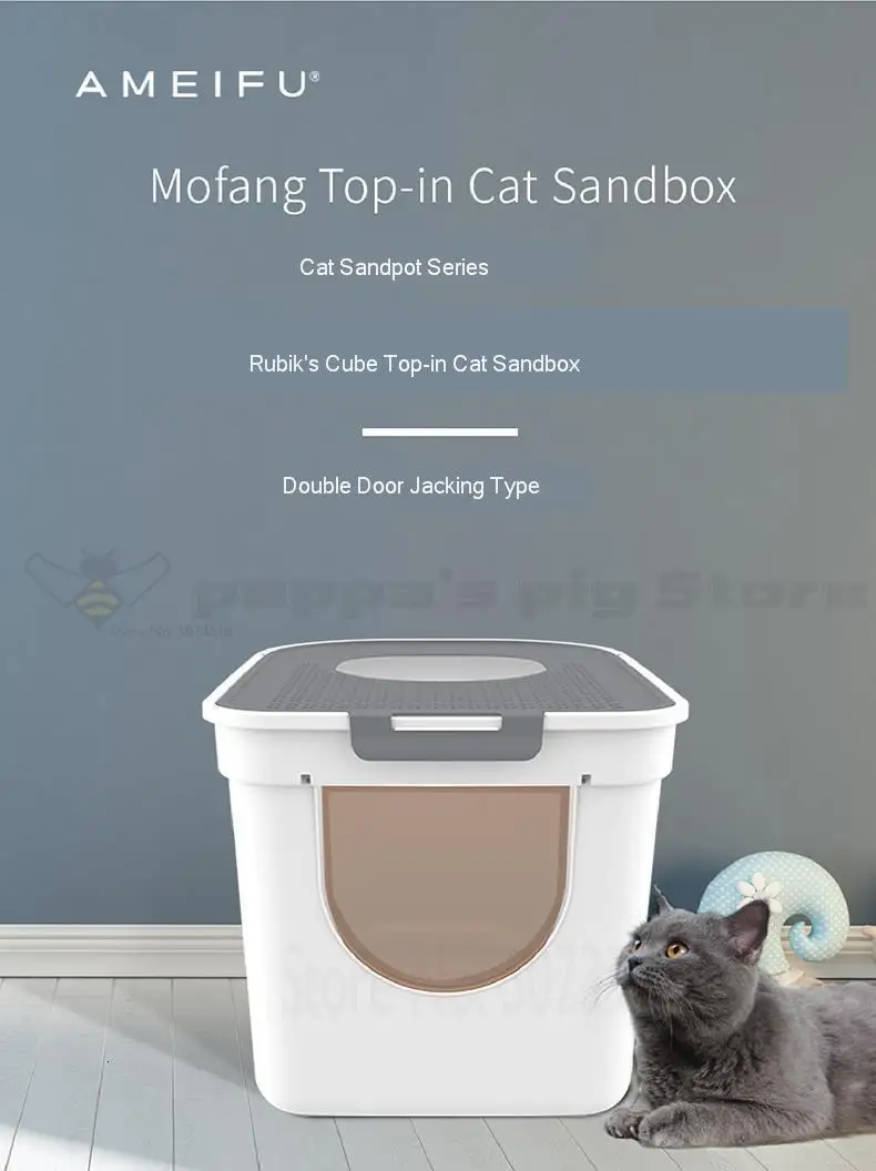 fully enclosed against external splashing large size top type cat toilet anti-odor semi-enclosed cat shit sandbox cat supplies