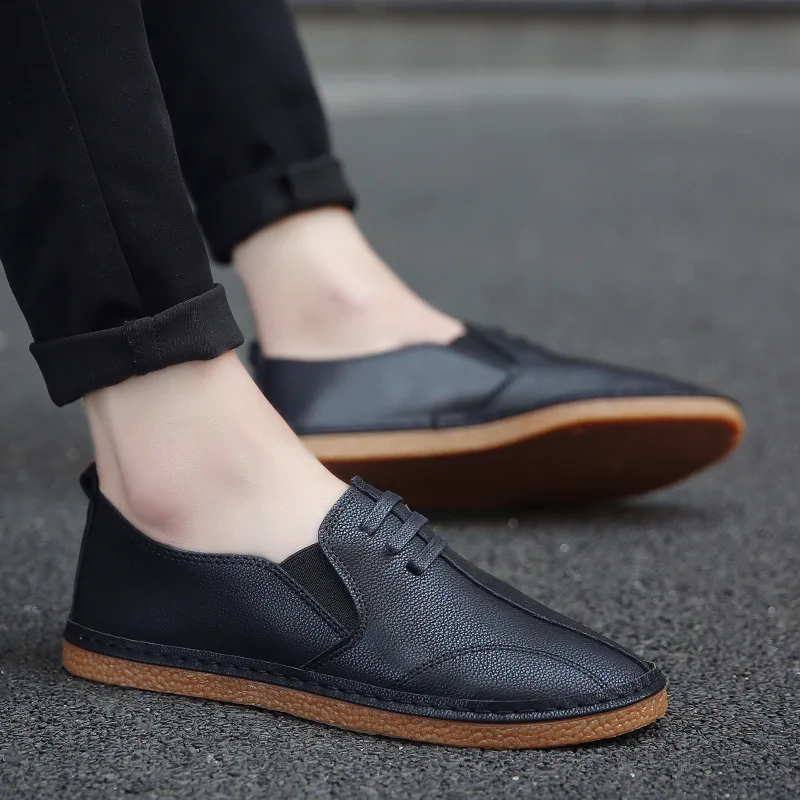 8807 black Новинка года; сезон весна; модные мужские лоферы; цвет красный, белый, черный; кожаная мужская повседневная обувь; дышащая обувь ручной работы на плоской подошве; мужские кроссовки - Цвет: 8807 black