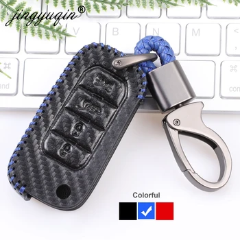 Keyforkess custodia portachiavi in pelle in fibra di carbonio per Jeep Renegade 2016 2017 2018 borsa portachiavi accessori per copertura chiave a distanza per auto a 4 pulsanti