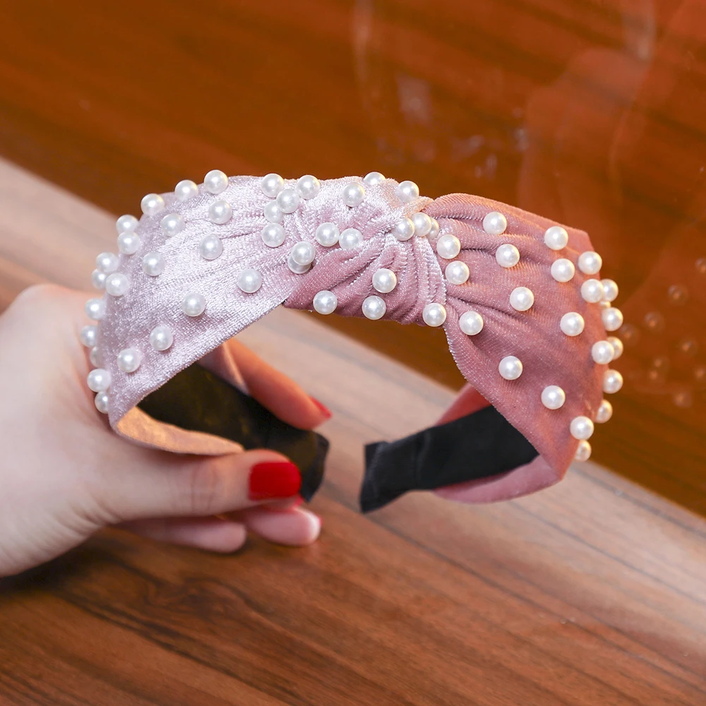Velvet Pink Levao толстые бархатные женские повязки для волос аксессуары головная повязка модные головные уборы широкие пластиковые ленты для волос для женщин - Цвет: Velvet Pink