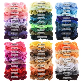 

60pcs/pack Fashion Great Gift Hair Bands Headwear Accessories Party Ponytail Holder Multicolor Elastic Ties Velvet Scrunchie