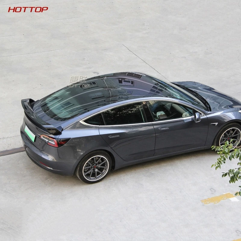 ABS черный Задний спойлер заднего багажника, крыла крышка украшения для Tesla модель 3 с подсветкой