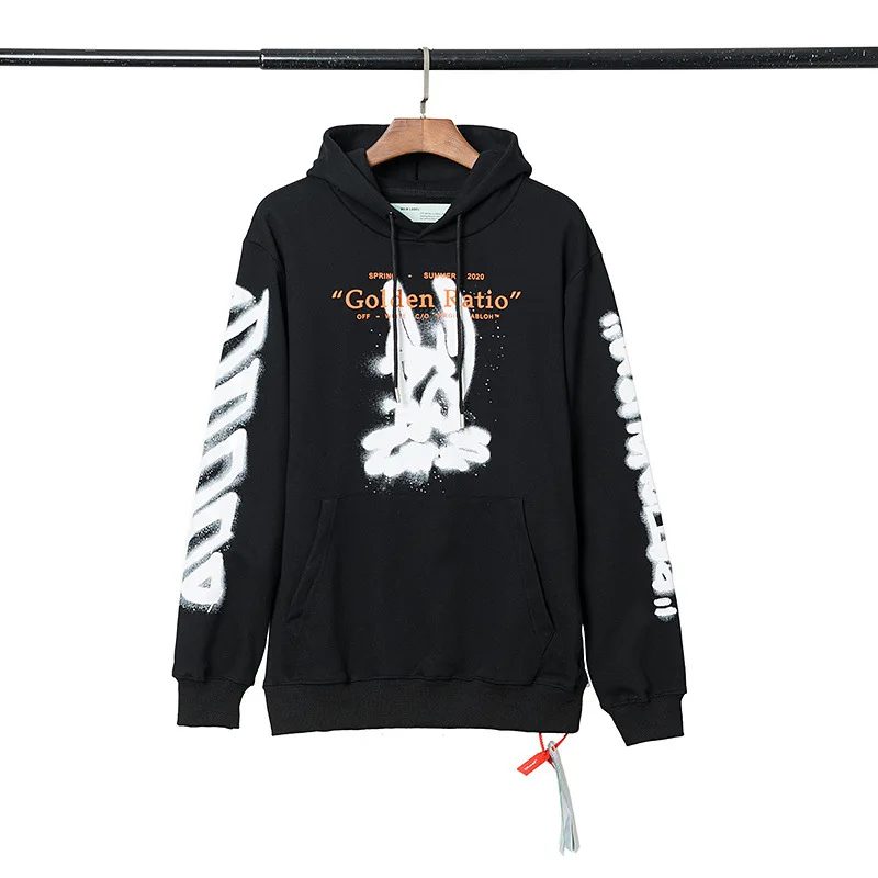 OFF-WHITE OW Осень-Зима Новое высококачественное изображение карты Мужская Пара Толстовка оптом