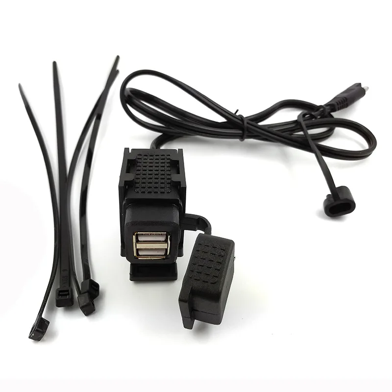 100 см SAE к USB кабель адаптер 3.1A водонепроницаемый мотоцикл двойной USB зарядное устройство Комплект двойной порт разъем питания для телефона планшета gps