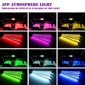 

Car LED Atmosphere Light 12 Lights Colorful Voice Control 48SMD Music with Remote Control USB/Cigarette Lighter Head RGB