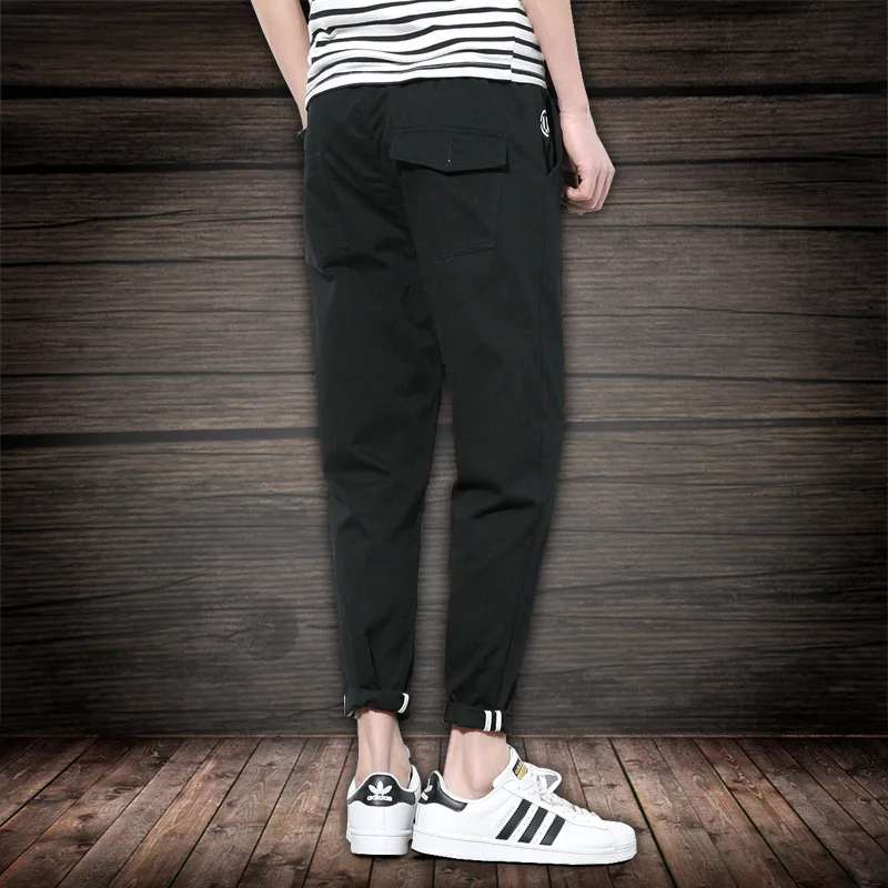 The Xu Men'S Wear | Spring And Summer Simple Solid Color with Drawstring Elastic Waist Pure Cotton Casual Capri Pants Men's