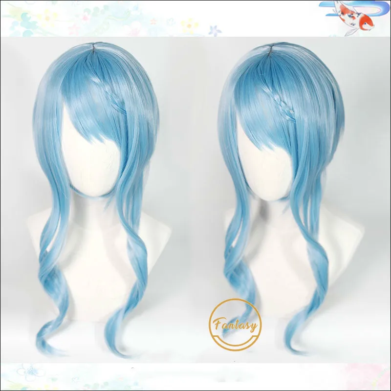 Принцесса соединить Re: погружение Косплей длинный кудрявый парик синий