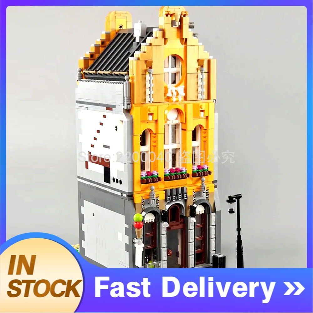 

US In Stock 10003 2605pcs Advanced Model Street View Series Ice Cream Parlor Building Blocks Bricks Kids toys Christmas Gift