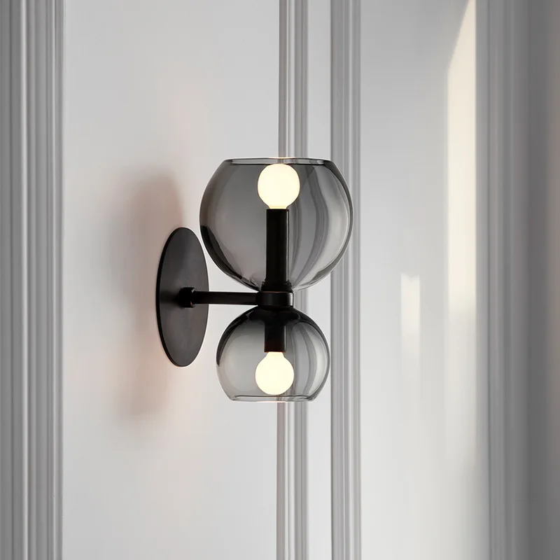 

Nordic Light luxury glass living room wall lamp modern simple art bedside bedroom designer model room wall lamp