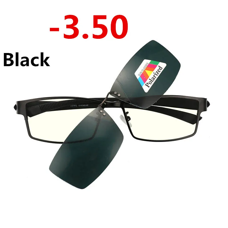 black-3.50 Клипса солнцезащитные очки из нержавеющей близорукости очки для компьютера мужские очки с прозрачными защитными стеклами очки анти синий луч Оправа очков-1,0 очки-1-2-3 - Цвет оправы: black-3.50