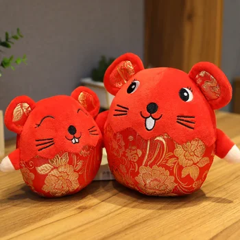

2020 Year of the Rat Mascot fat plush toy red accompanying mouse high quality hanging deacoration new year gift for kids