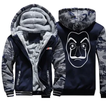 

2020 Thick Winter Streetwear Sweatshirts Men La Casa De Papel Hoodies Fashion Casual Wool Liner Thickens Harajuku Mens Hoodie