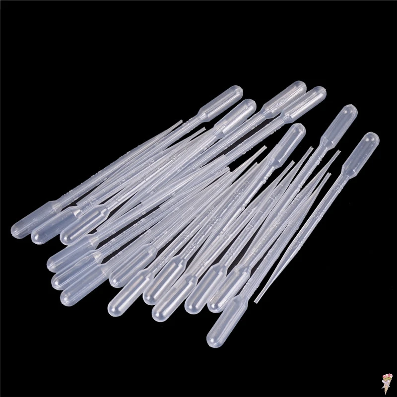 20PCS Plastic Practical Transparent Pipettes 3ML Disposable Safe Eye Dropper Transfer Graduated Pipettes Educational Supplies