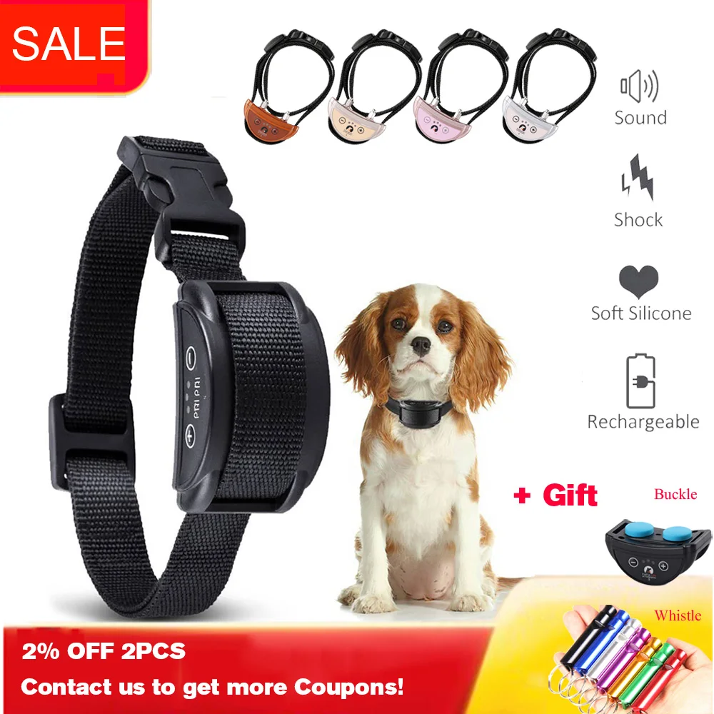 Paipaitek Safe Upgraded Dog Bark Collar w/Automatic Effective Rechargeable Dog Bark Collars - 5 Anti-Barking Training Modes-1